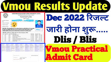 vmou Dec 2022 Results | Vmou practical admit card | Blis Dlis Admit card Vmou kota Results