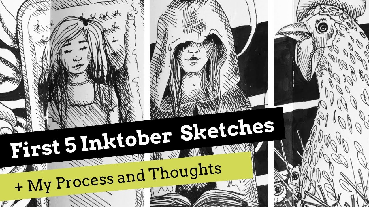 Inktober Drawing Timelapses and A Bit About My Process - YouTube