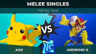 Axe vs Android 0 - Melee Singles Top 64: WR2 - Low Tide City | Pikachu vs Captain Falcon