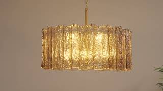 Modern Cognac Glass Chandelier | 8-Light Round Ceiling Light for Warm, Elegant Spaces