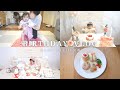 【祝1歳】おうちで誕生日会vlog！手作りケーキ・ランチプレート/ファーストアート/一升餅