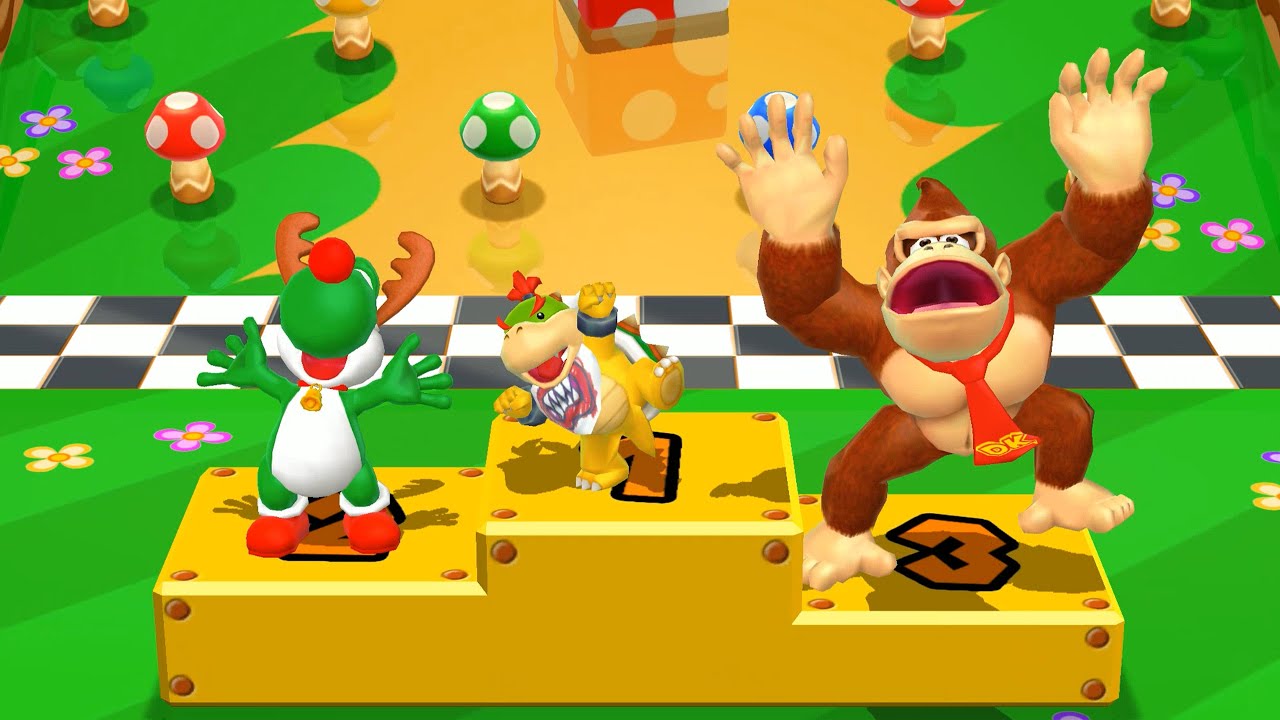 Mario Party 9 Mod - Donkey Kong Vs Bowser Jr. Vs Bowser Vs Yoshi Reindeer #Marioparty9Mod