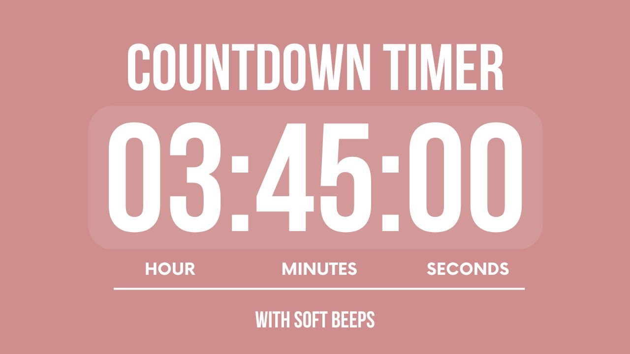3 HOURS 45 MINUTES COUNTDOWN TIMER ⏳ WITH SOFT ALARMS 🌸 - YouTube