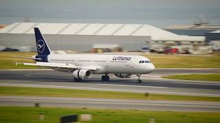 Lufthansa Airbus A321-200 landing at Lisbon Airport LPPT