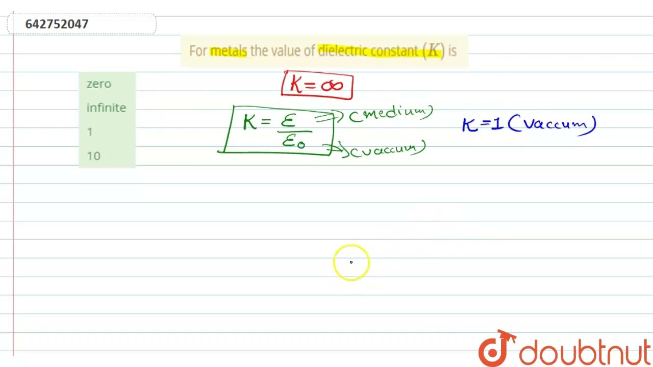 Dielectric Constant K Of Silver Is