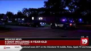 4-year-old, 3 adults shot at Akron home