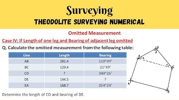 If length of one leg and bearing of adjacent leg omitted | Omitted Measurement | Surveying