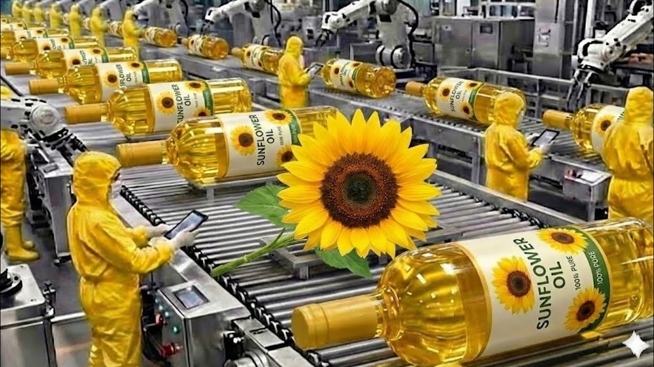 How Sunflower Oil Is Made 🌻 | Largest Sunflower Oil Factory Process | Amazing Oil Production