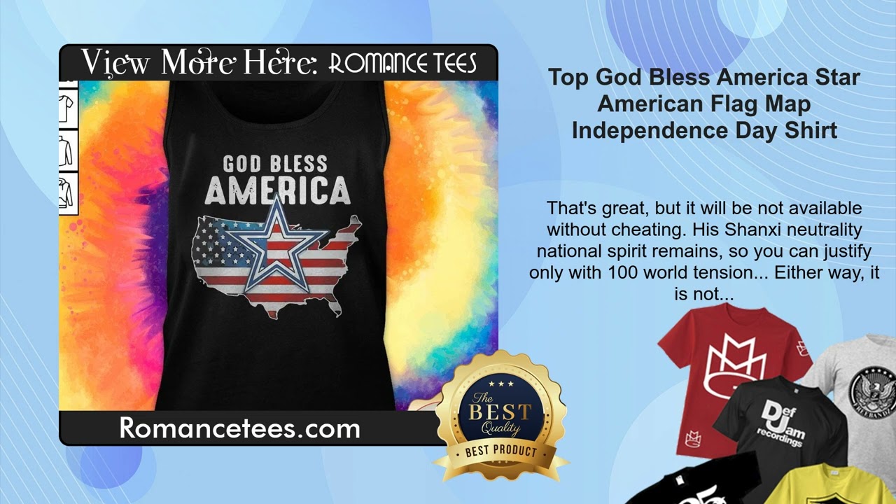 Top God Bless America Star American Flag Map Independence Day Shirt