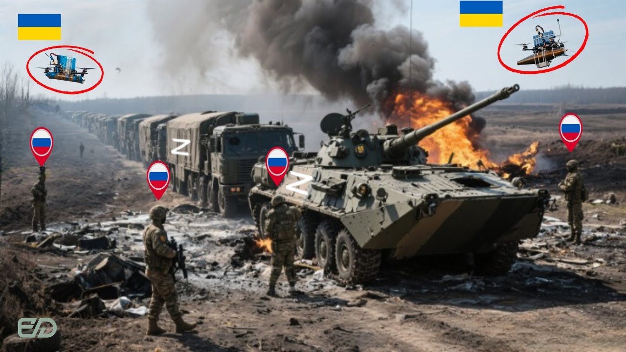 Ukrainian FPV Drones Wipe Out Russian Ammunition Supply Trucks Convoy ...