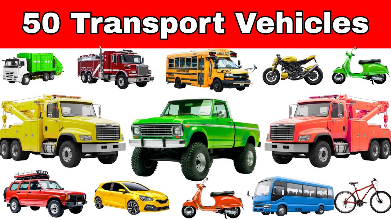 50 транспортных средств для детей | Выучите все названия транспортных средств