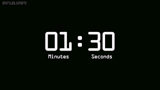 1 Minute and 30 Seconds Countdown Timer with Alarm & Time Markers / Chapters - Retro Digital - White