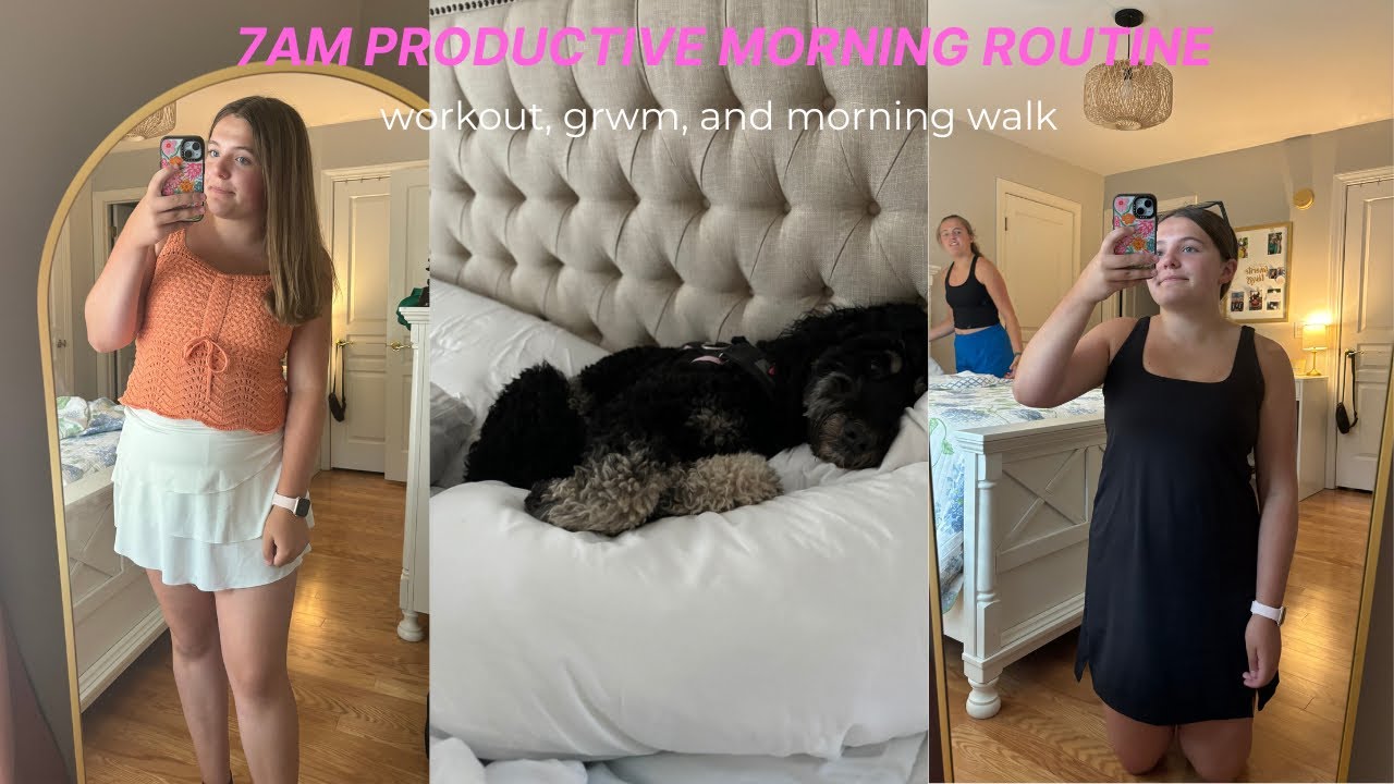 7am productive summer morning routine: workout, grwm, and morning walk ...