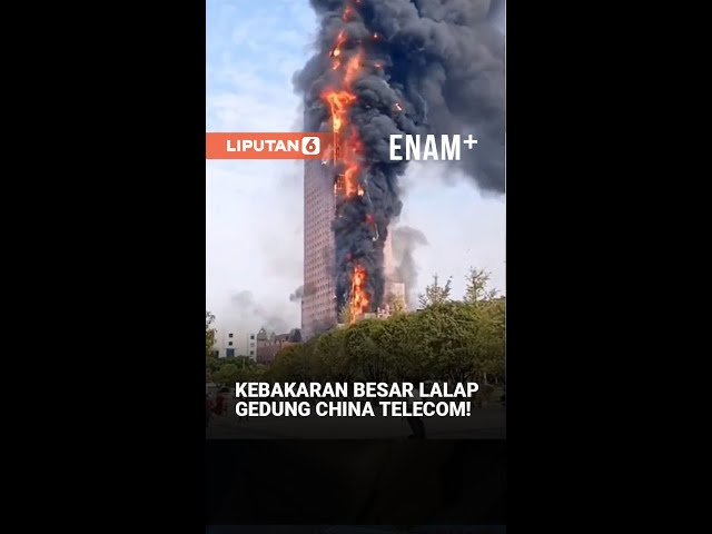 Dahsyat! Kebakaran Besar Lalap Gedung Pencakar Langit China #Shorts class=