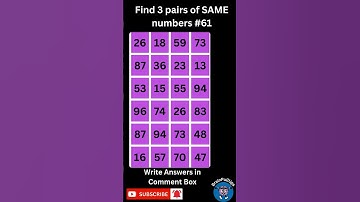 Find 3 pairs of Same Numbers | Only a Genius can Find Them | Hard Level