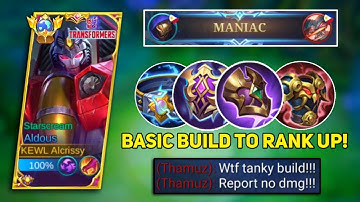 ALDOUS NEW TANKY BUILD TO RANK UP FAST ON THIS NEW SEASON! EZ MANIAC! ALDOUS BEST BUILD 2023 - MLBB
