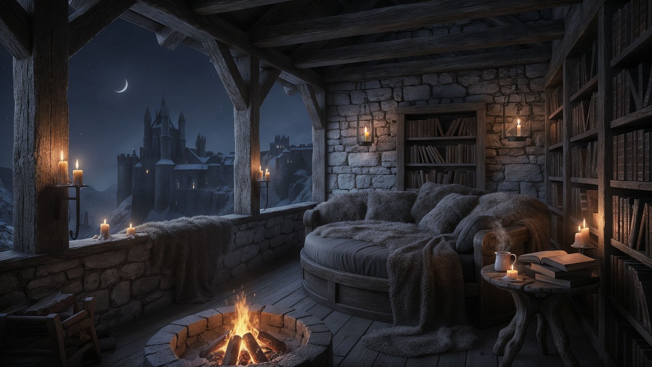 The North at Night ❄️ Crackling Fire & Peaceful Music