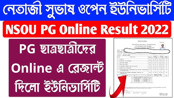 NSOU PG Online Exam Result 2022 | PG Exam Result Published 2022 | nsou | PG Result 2021 |