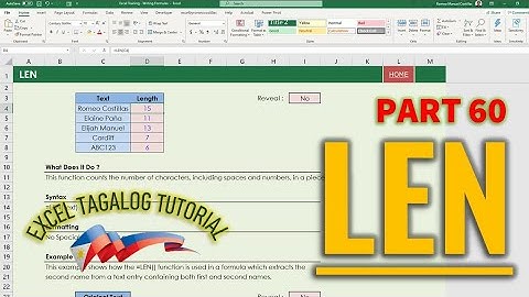 [Excel Tagalog Tutorial #60] Len