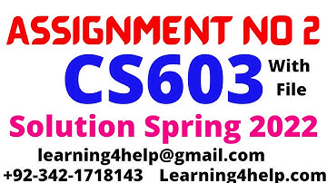 cs603 assignment 2 2022 cs603 assignment 2 solution spring 2022 cs603 assignment no 2 2022 cs603