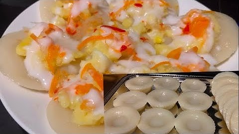 Cách làm bánh bèo có xoáy đồng tiền ăn với nước cốt dừa.-Bếp Nhà Kim.