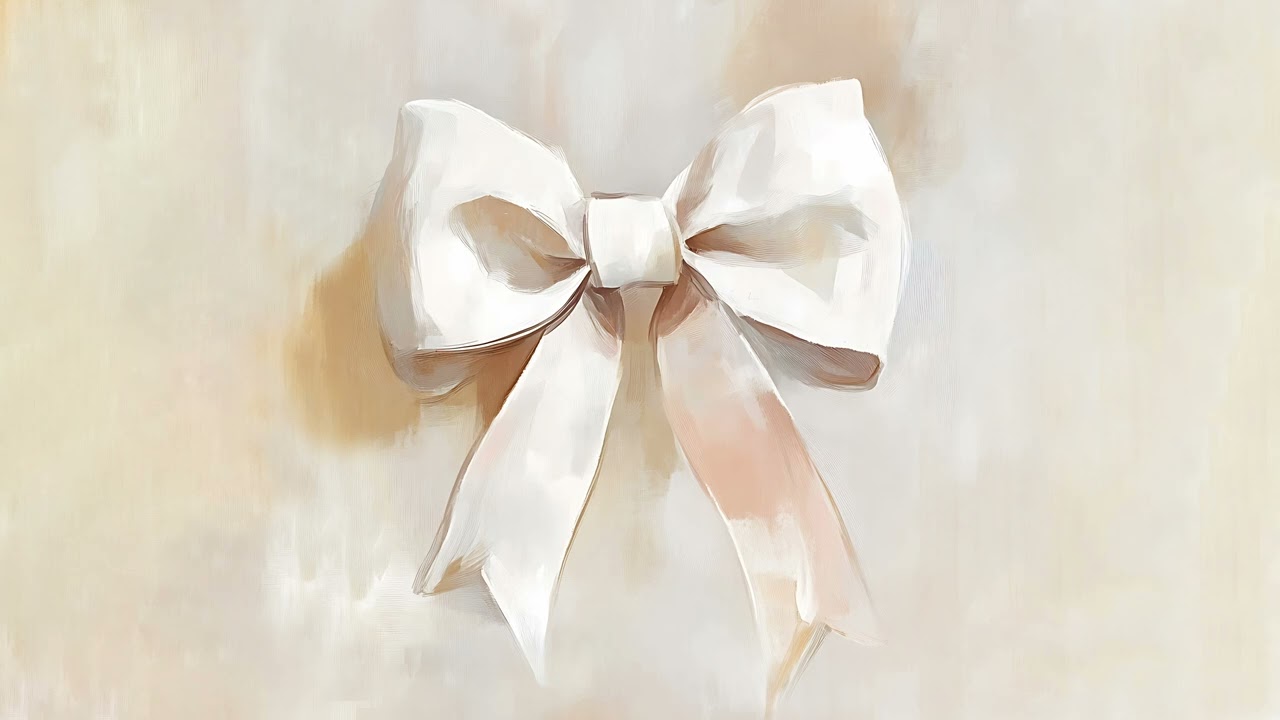 Aesthetic background | White coquette bow wallpaper | Art screensaver for TV | Frame PRO TV painting