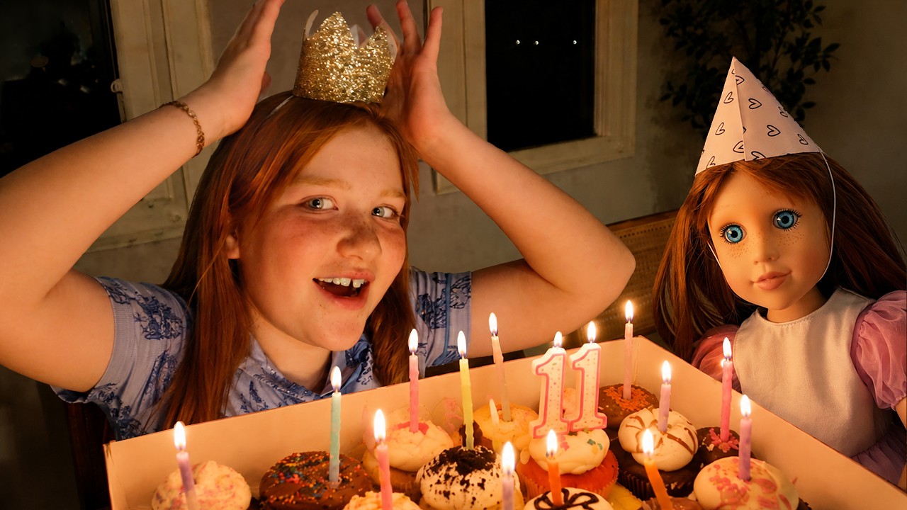 ADLEYS 11th BiRTHDAY!!  Present Hide n Seek, HUGE DOLL HOUSE, mini pets, Water Slides, bday cupcakes