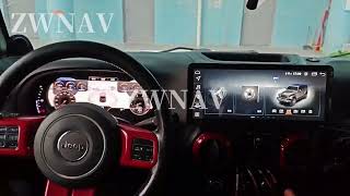 12.3 Inch Android Car Radio Stereo Gps Stereo For Jeep Wrangler 2011- 2018 With Lcd Digital Cluster