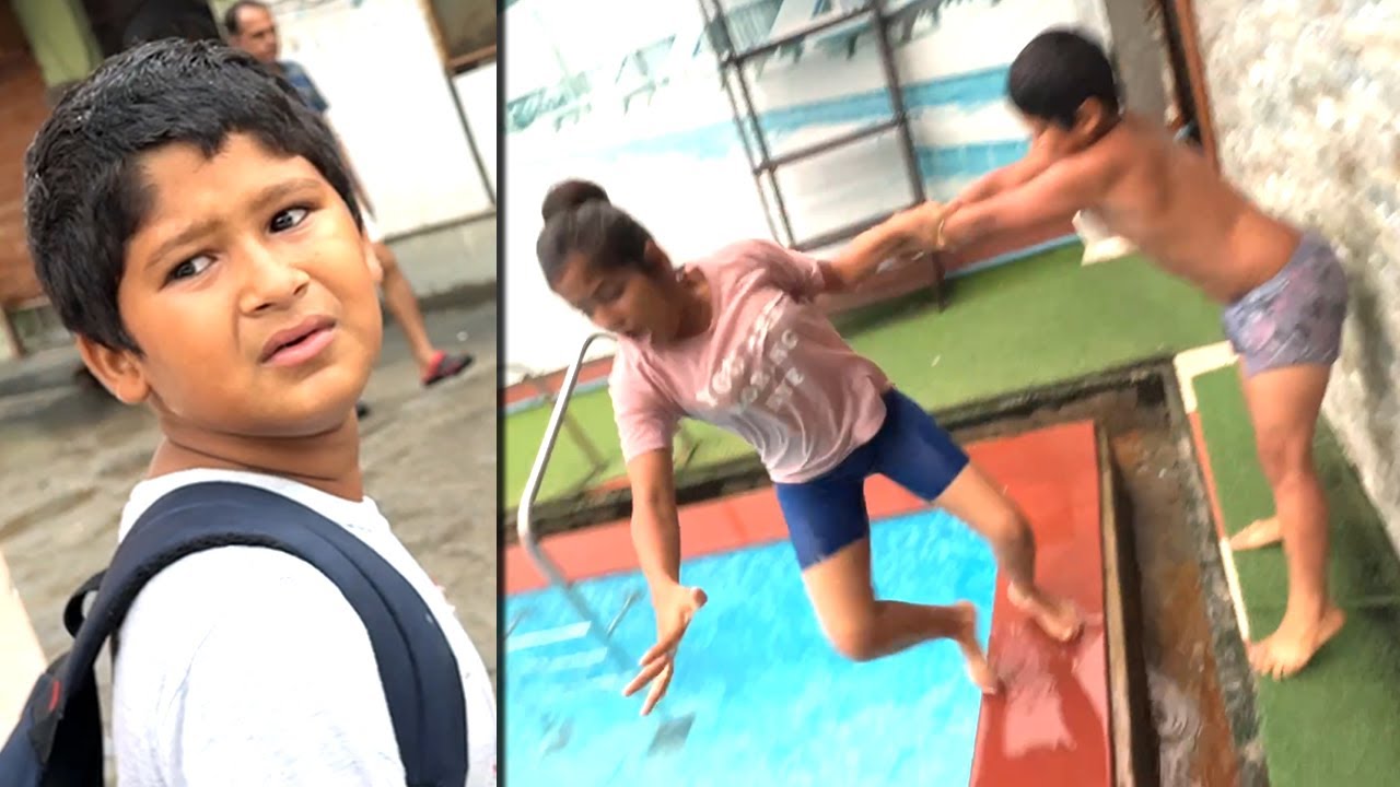 Riya ko pool me gira diya 😆 chinu ne