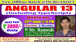 ANGULAR 13 Offline Training @ DURGASOFT