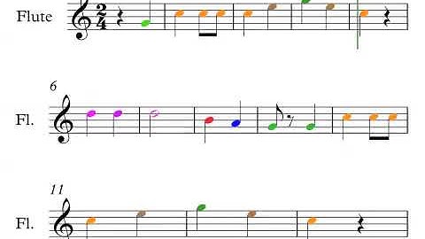 Wheels on the Bus music sheet for kid beginner flute player