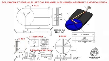 Solidworks Tutorial Elliptical Trammel Mechanism Assembly and Motion Study | #solidworks2025