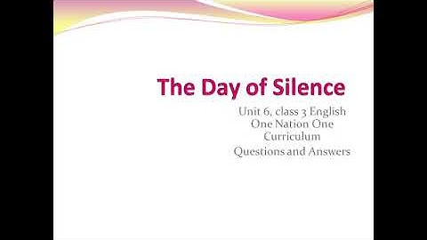 The Day of silence Unit 6, class 3 English One Nation One Curriculum Questions and Answers