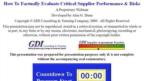 GDI’s Comprehensive Supplier Performance & Risk Assessment