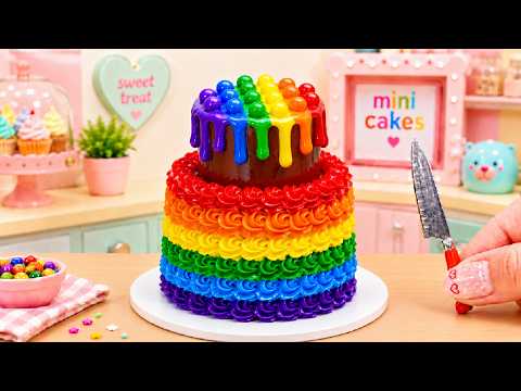 Mini Rainbow Chocolate Cake Decorating 🌈 Rainbow Buttercream Cake Recipe By Baking Yummy