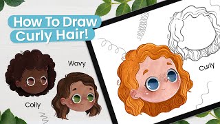 The easiest way to draw CURLY HAIR • Free Template & Cheat Sheet!