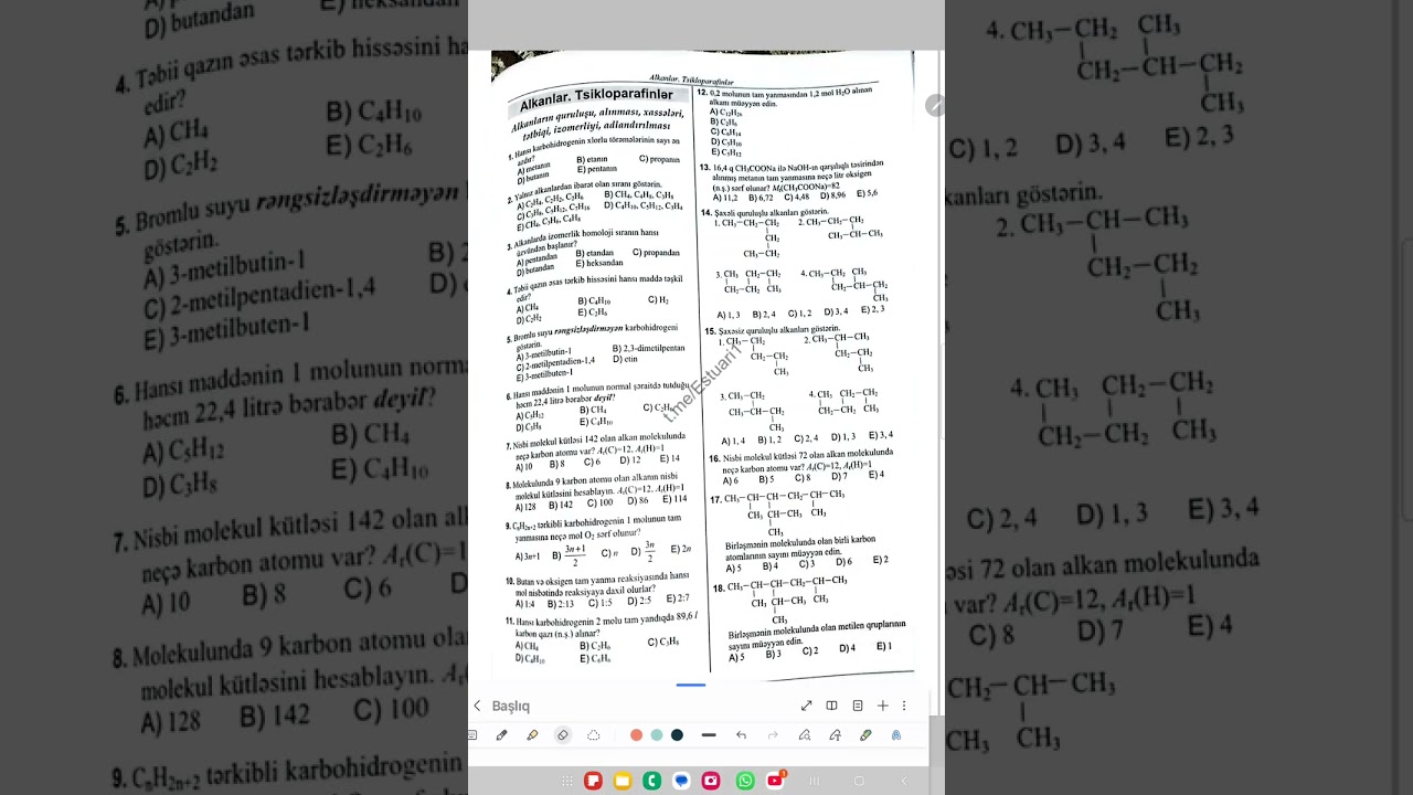 Alkanlar 1-100test izahi.A.Fəxrəndə m.