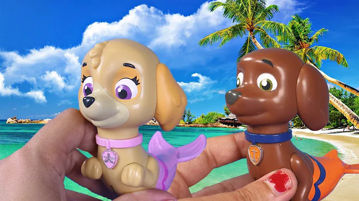 PAW PATROL MAGIC MER-PUPS Toys Episodes ❤ Rocky, Skye and Zuma spend day at beach
