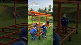 🎬Real‑shot outdoor assembly of all‑bolt modular steel frame. #tinyhouse #containerhouse #home