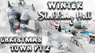 HOW TO BUILD A SLEDDING HILL AND SKI LIFT IN BLOXBURG ||   Christmas town build part 2 (roblox)