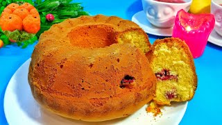 Кекс "Вулкан вкуса" с вишней. Пышный кекс к чаю за 5 минут из простых продуктов на молоке