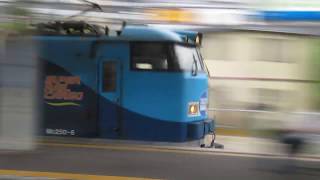 JR貨物 M250系電車 スーパーレールカーゴ SUPER RAIL CARGO 7時台に膳所駅通過 台風の影響 大雨の影響 20190727