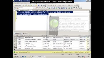 الدرس الرابع - SQL server 2008 R2 متقدمة - تغير اسم العمود aliases - جزء 5