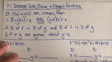 7.1 The Inverse Sine, Cosine, and Tangent Functions