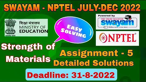 NPTEL Strength of Materials  #Assignment-5 I July-Dec 2022 I Detailed Solutions