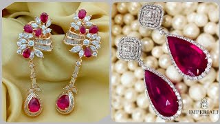 Most Beautiful And Exotic Designs Of Diamond And Ruby Earrings - Gold Ruby Stud Earrings Profile