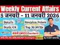 5 - 11January 2026 Weekly Current Affairs | MJT Current Affairs 2025 -26 | 11 Jan 2026 MJT Education