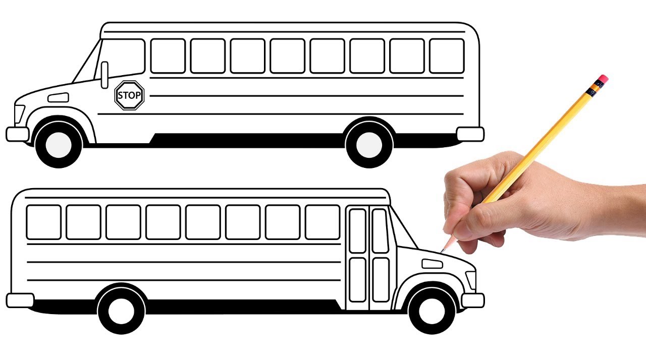 Как нарисовать автобус карандашом поэтапно для детей