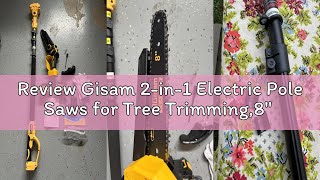 Review Gisam 2-in-1 Electric Pole Saws for Tree Trimming,8" Mini Chainsaw Cordless with Extension Po