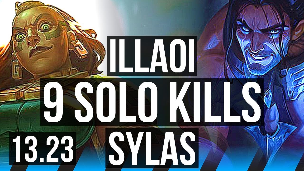 ILLAOI vs SYLAS (MID), 9 solo kills, 2200+ games, 18/2/4, 1.6M mastery, KR Master